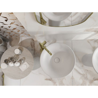 Volně stojící umyvadlo Mexen Leta z konglomerátu 45 x 45 cm, matná bílá - 26574500