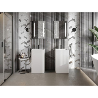 Volně stojící umyvadlo Mexen Belen z konglomerátu 45 x 45 cm, matně bílá - 26604500