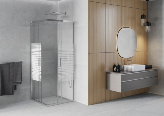 MEXEN RIO sprchový kout čtverec 90x90x190 cm 5mm chrom-pásy 860-090-090-01-20