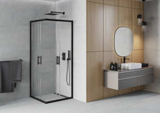 MEXEN RIO sprchový kout čtverec 70x70x190 cm 5mm černá-čiré 860-070-070-70-00