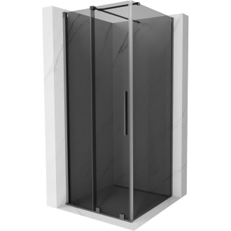 Posuvný sprchový kout Mexen Velar 90 x 90 cm, grafit, stříbrná - 871-090-090-41-95