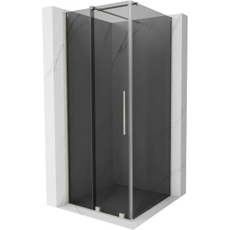 Posuvný sprchový kout Mexen Velar 90 x 90 cm, grafit, kartáčovaný nikl - 871-090-090-41-97