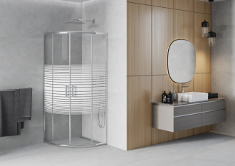 MEXEN RIO sprchový kout čtvrtkruh 80x80x190 cm 5mm chrom-pásy 863-080-080-01-20