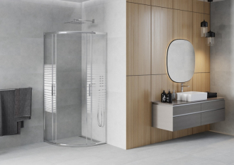 MEXEN RIO sprchový kout čtvrtkruh 80x80x190 cm 5mm chrom-pásy 863-080-080-01-20