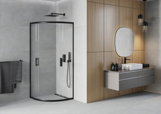 MEXEN RIO sprchový kout čtvrtkruh 70x70x190 cm 5mm černá-čiré 863-070-070-70-00