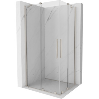 Mexen Velar Duo posuvný sprchový kout 100 x 90 cm, průhledný, kartáčovaný nikl - 871-100-090-02-97