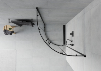 MEXEN RIO sprchový kout čtvrtkruh 90x90x190 cm 5mm černá-čiré 863-090-090-70-00