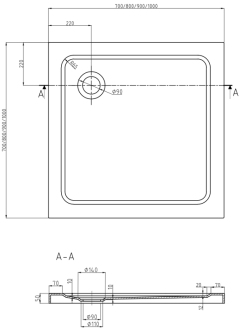 Mexen slim čtvercová sprchová vanička 90 x 90 cm, černá - 40709090