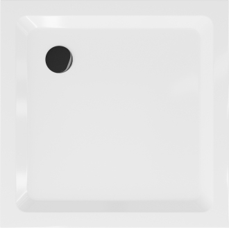 Mexen Flat čtvercová sprchová vanička slim 80 x 80 cm, bílá, černý sifon - 40108080B