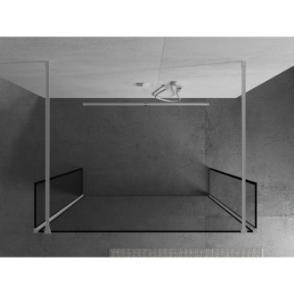 Volně stojící sprchová zástěna Mexen Kioto 140 x 30 x 30 cm, černý rám, bílá - 800-140-030-222-20-70-030