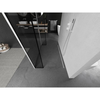 Volně stojící sprchová zástěna Mexen Kioto 160 x 30 x 30 cm, černý rám, bílá - 800-160-030-222-20-70-030