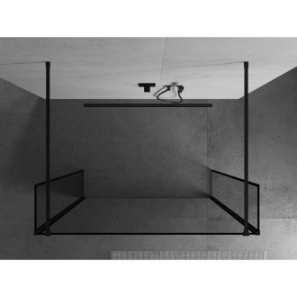 Mexen Kioto volně stojící sprchová zástěna 110 x 30 x 30 cm, černý rám, černá - 800-110-030-222-70-70-030