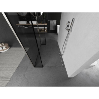 Volně stojící sprchová zástěna Mexen Kioto 160 x 30 x 30 cm, černý rám, kartáčovaný nikl - 800-160-030-222-97-70-030