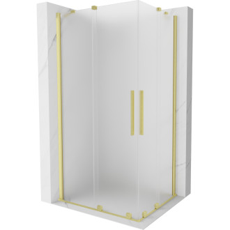 Mexen Velar Duo posuvný sprchový kout 90 x 80 cm, matná, kartáčované zlato - 871-090-080-32-55