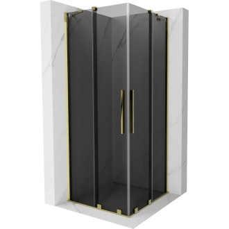 Mexen Velar Duo posuvný sprchový kout 90 x 90 cm, grafit, zlatá - 871-090-090-42-50