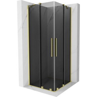 Mexen Velar Duo posuvný sprchový kout 100 x 100 cm, grafit, kartáčované zlato - 871-100-100-42-55