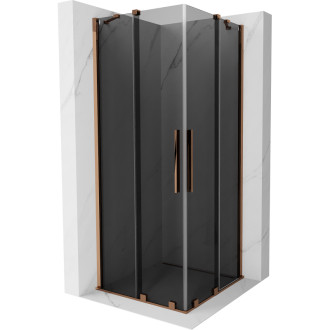 Mexen Velar Duo posuvný sprchový kout 90 x 90 cm, grafit, růžové zlato - 871-090-090-42-60