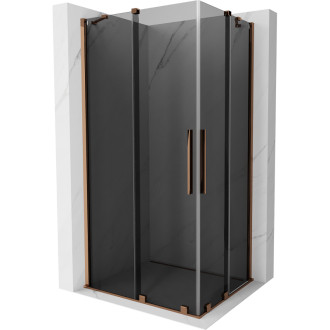 Mexen Velar Duo posuvný sprchový kout 100 x 90 cm, grafit, růžové zlato - 871-100-090-42-60