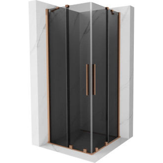 Mexen Velar Duo posuvný sprchový kout 80 x 80 cm, grafit, kartáčovaná měď - 871-080-080-42-65
