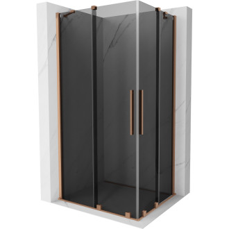 Mexen Velar Duo posuvný sprchový kout 100 x 90 cm, grafit, kartáčovaná měď - 871-100-090-42-65
