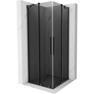 Mexen Velar Duo posuvný sprchový kout 80 x 80 cm, grafit, kartáčovaná pistolově šedá - 871-080-080-42-66