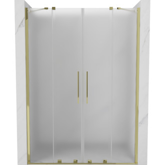 Posuvné sprchové dveře Mexen Velar Duo 140 cm, matné, zlaté - 871-140-000-32-50