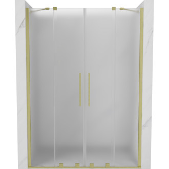 Posuvné sprchové dveře Mexen Velar Duo 140 cm, matné, kartáčované zlato - 871-140-000-32-55