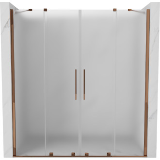 Posuvné sprchové dveře Mexen Velar Duo 200 cm, matné, růžové zlato - 871-200-000-32-60