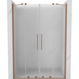 Posuvné sprchové dveře Mexen Velar Duo 150 cm, matné, kartáčovaná měď - 871-150-000-32-65