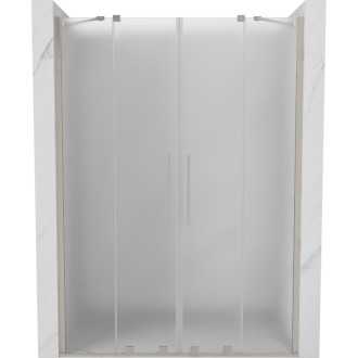 Posuvné sprchové dveře Mexen Velar Duo 140 cm, matné, kartáčovaný nikl - 871-140-000-32-97