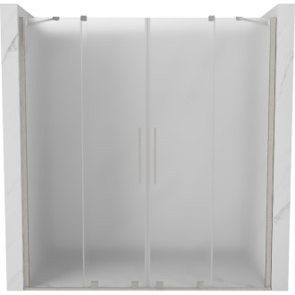 Posuvné sprchové dveře Mexen Velar Duo 200 cm, matné, kartáčovaný nikl - 871-200-000-32-97