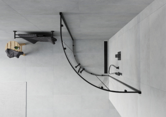 MEXEN RIO sprchový kout čtvrtkruh 90x90x190 cm 5mm černá-čiré 863-090-090-70-00