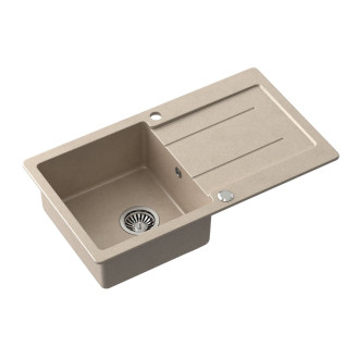 Granitový vestavný dřez s odkapem, 77x44cm, béžová
