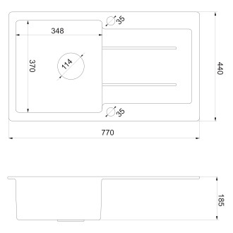 Granitový vestavný dřez s odkapem, 77x44cm, béžová