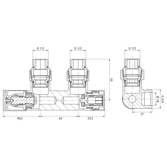 R-START připojovací sada ventilů pro středové připojení, chrom