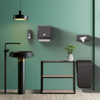 ECOLORED odpadkový koš nástěnný s víkem 23l, ABS, Soft Touch, černá mat