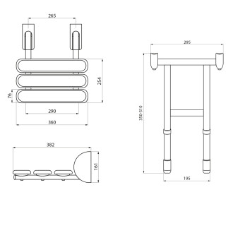 HANDICAP sklopné sedátko do sprchového koutu s podpěrou, 38x36cm, bílá UBC-A140101-1