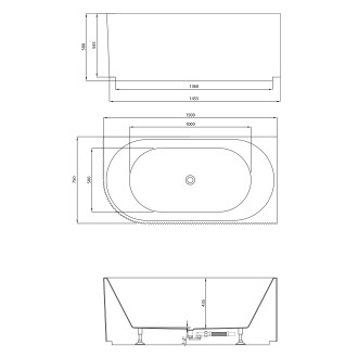 TIBERA STRIP R rohová stojící vana, 150x75cm, bílá