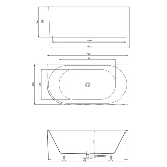 TIBERA STRIP R rohová stojící vana, 170x81cm, bílá