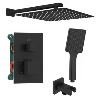 Podomítkový sprchový set s termostatickou baterií, box, 2 výstupy, černá mat 1102-32B-21