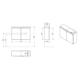 LATUS X umyvadlová skříňka s umyvadlem 80x54,5x22cm, dub mocca