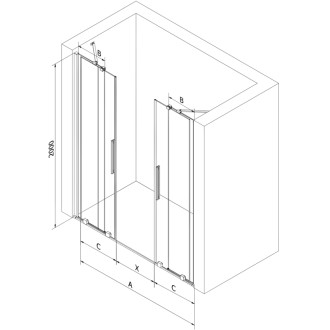 Posuvné sprchové dveře Mexen Velar Duo 150 cm, grafit, zlato - 871-150-000-42-50