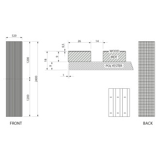 DELUXE akustický panel 2400x520x18mm, ořech/černá
