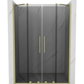Posuvné sprchové dveře Mexen Velar Duo 150 cm, grafit, kartáčované zlato - 871-150-000-42-55