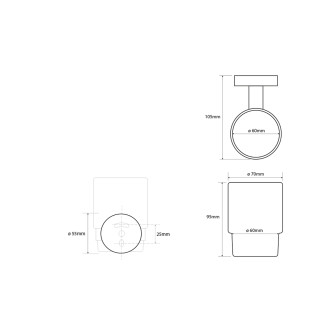 X-ROUND COPPER sklenka, mléčné sklo, měď mat XR903PG