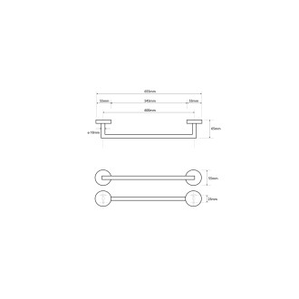 X-ROUND COPPER držák ručníků 600mm, měď mat XR404PG