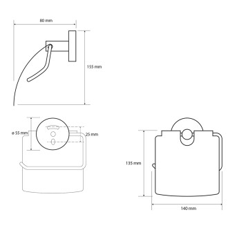 X-ROUND COPPER držák toaletního papíru s krytem, měď mat XR732PG