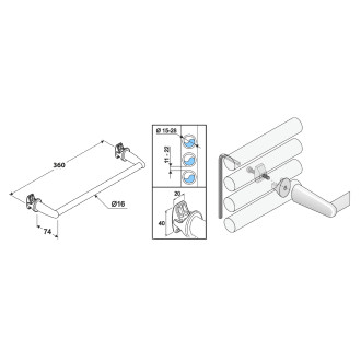 Sušák ručníků na otopná tělesa 36cm rovný, černá mat