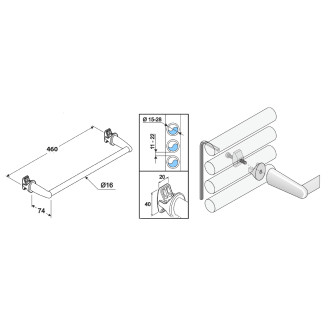 Sušák ručníků na otopná tělesa 46cm rovný, černá mat