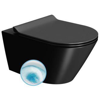 KUBE X závěsná WC mísa, GeniusFlush, 36x55cm, černá dual-mat